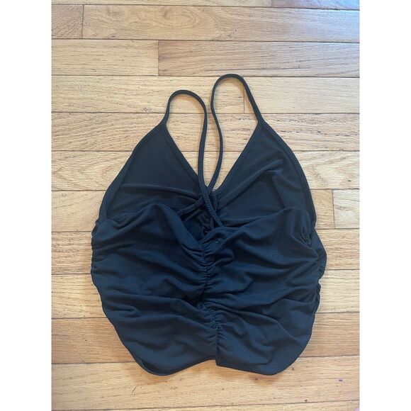 Urban outfitters y2k inspired ruched black crop top size large - Picture 2 of 4